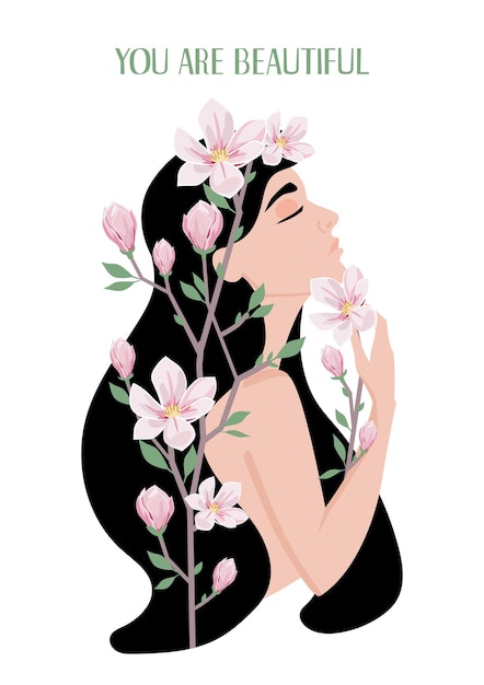 Beautiful spring illustration Vector template for cards