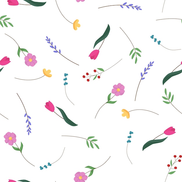 Beautiful spring pattern with flowers Bright illustration can be used as a postcard invitation card