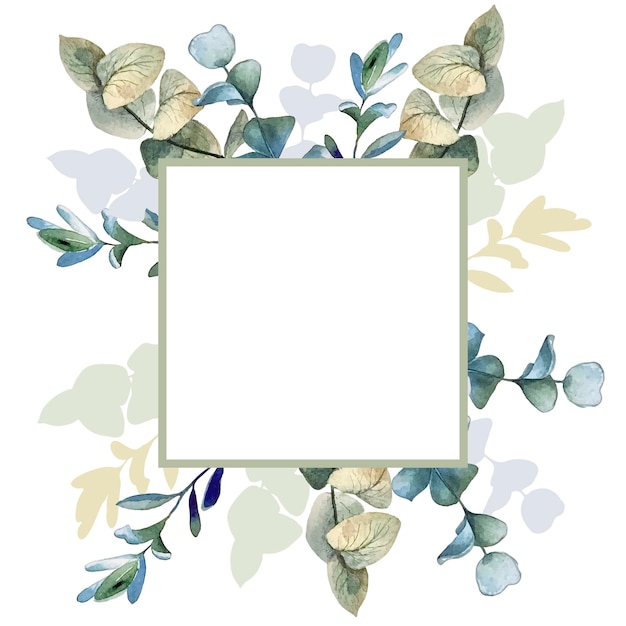 Beautiful square frame decorated watercolor, great design for any purposes.