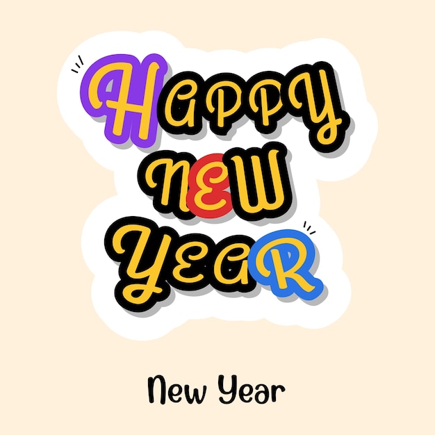 A beautiful sticker of happy 2022 flat vector