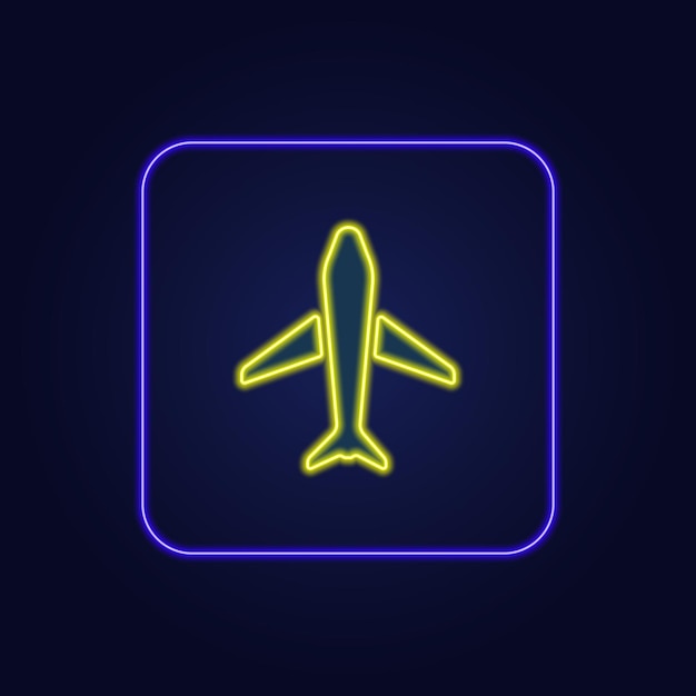 Beautiful stylish colorful neon airplane icon  vector illustration