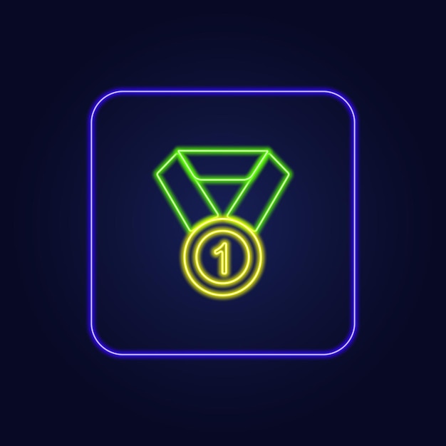 Beautiful stylish colorful neon medal icon  Vector illustration