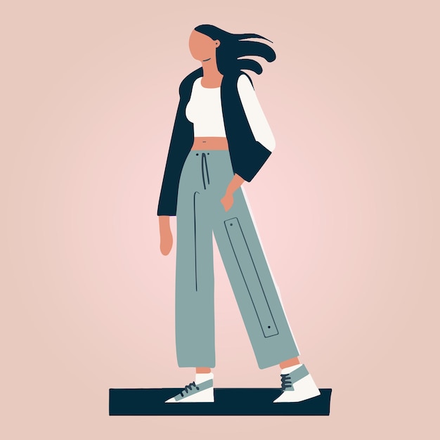 beautiful stylish woman minimalist vector illustration