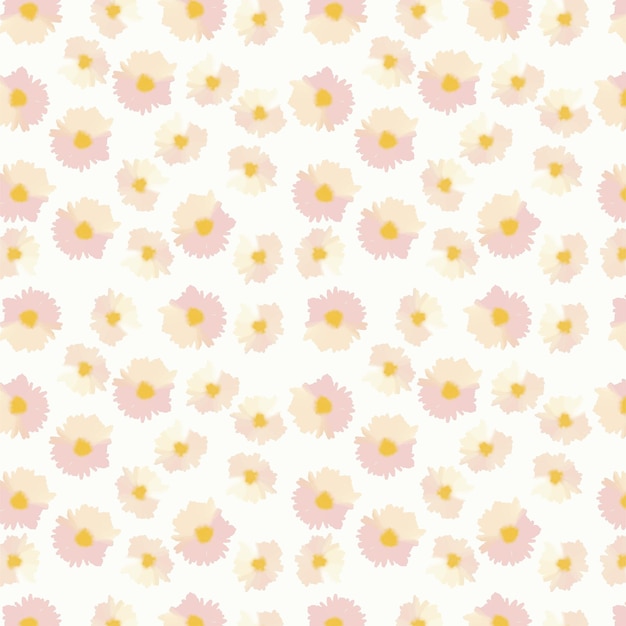 Vector beautiful summer background with daisies flowers floral seamless pattern vector illustration