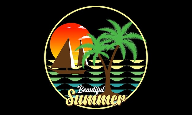 Beautiful Summer Beach Vector and Illustration Design.