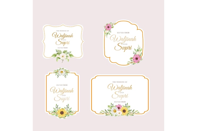 beautiful sun flower labels design