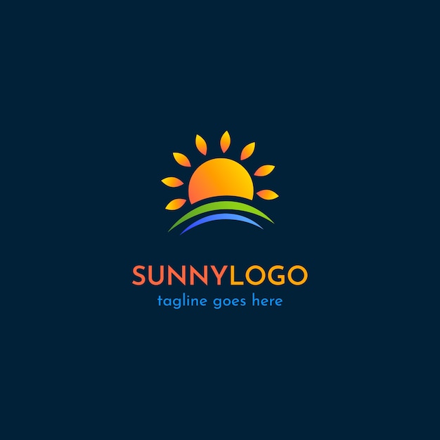 Bellissimo design del modello di logo del sole