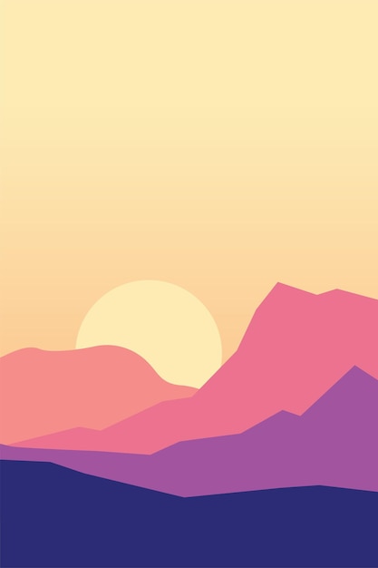 A beautiful sunset in colorful mountains landscape