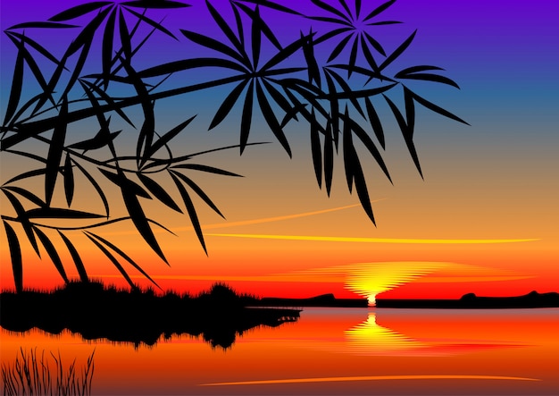 beautiful sunset over the lake