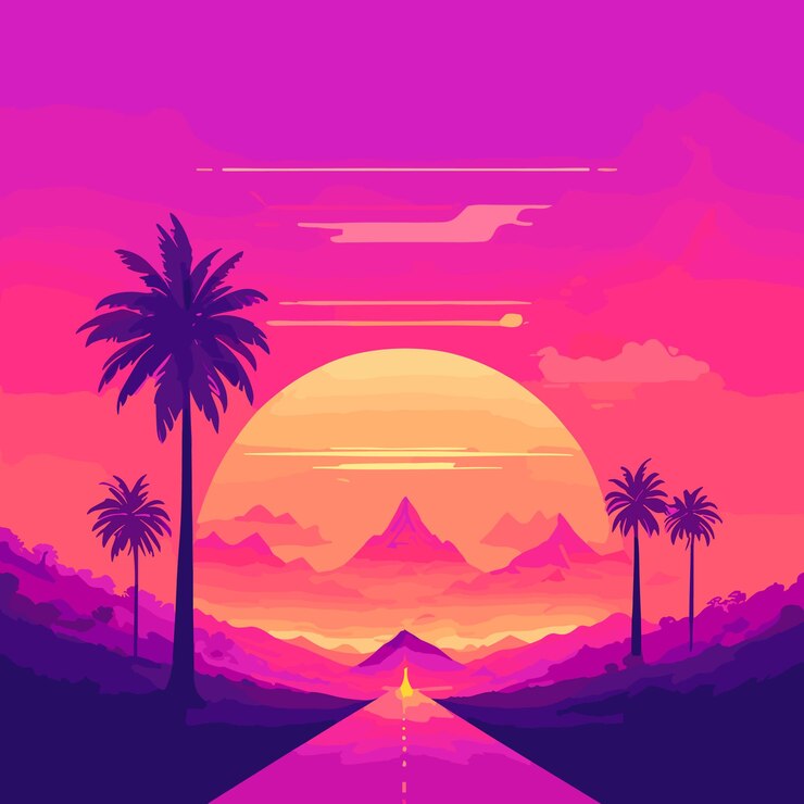 Vector a beautiful sunset landscape vector illustration
