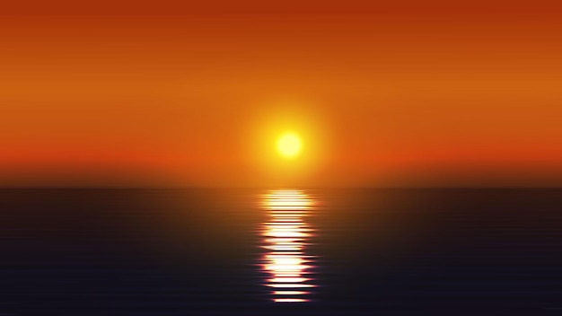 Vector beautiful sunset in the ocean nature landscape