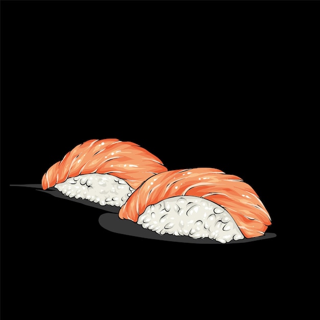 Vector beautiful sushi with rice and fish