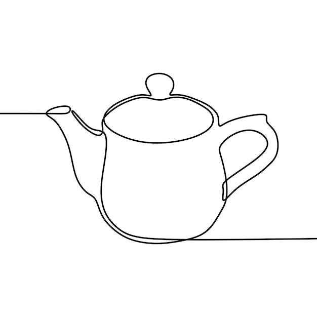 Вектор Красивый чайник без напитка онлайн непрерывное искусство одной линии
