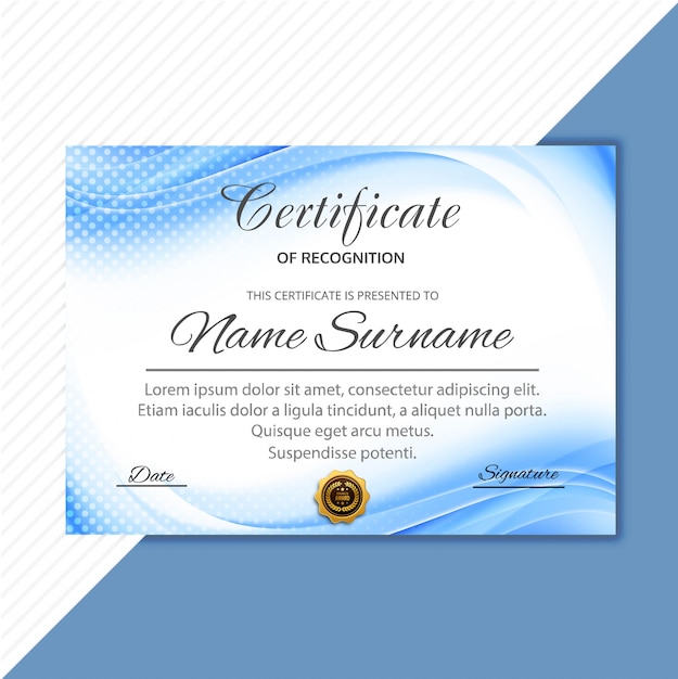 Beautiful template certificate with wave design