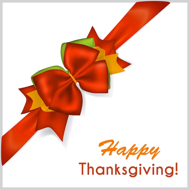 Beautiful Thanksgiving red bow with diagonally ribbon