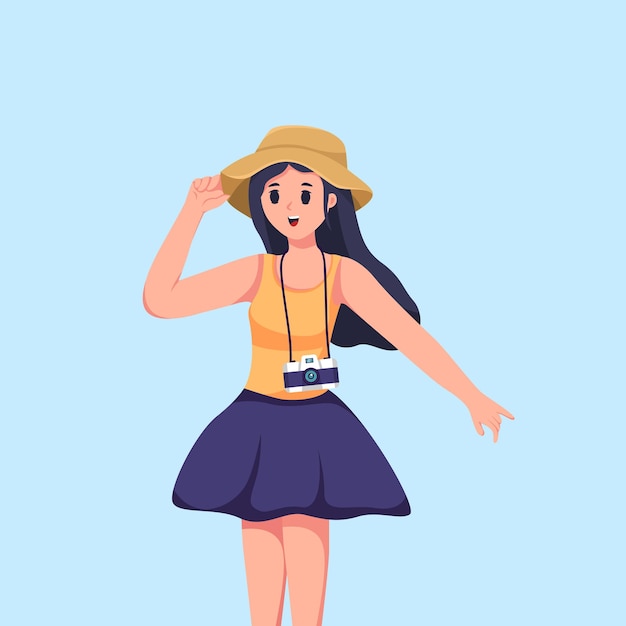 Beautiful Tourist Traveler Character Design Illustration