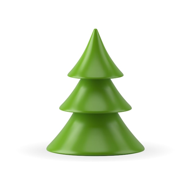 Vettore bellissimo albero di natale tradizionale verde lucido piccolo souvenir gingillo realistico modello 3d vettore