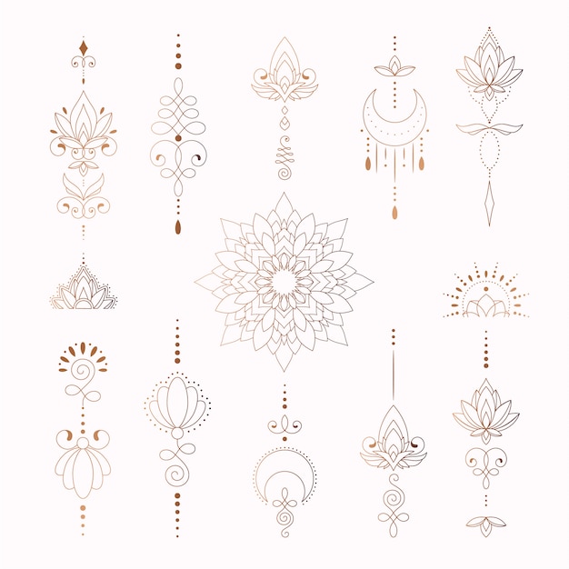 Vector beautiful tribal elements for woman tattoo design