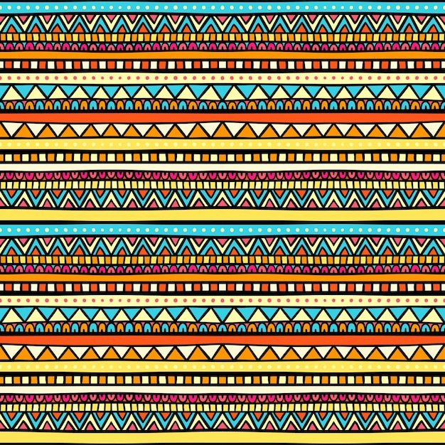 Vector beautiful tribal striped yellow and blue ornament