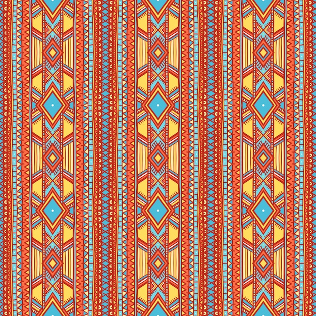 beautiful tribal vertical striped pattern with dots and triangles