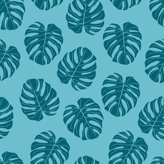 Beautiful tropical monstera leaves seamless pattern design Tropical leaves nature background