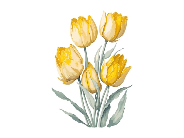 Beautiful Tulips bouquet Vector illustration colorful watercolor Tulips bouquet in a glass vase