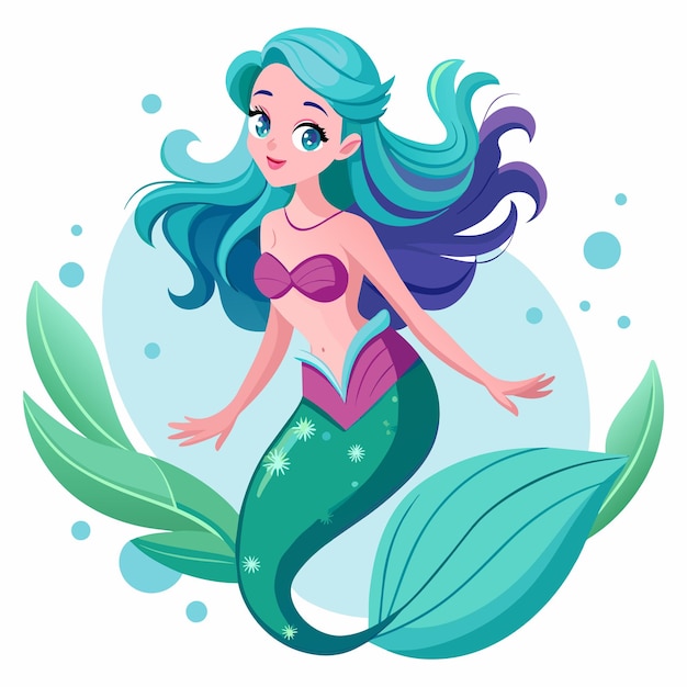 Vector a beautiful underwater princess mermaid vector file