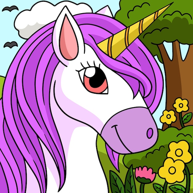 Beautiful unicorn colored cartoon illustration