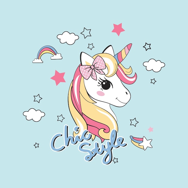 beautiful unicorn head vector illustrator