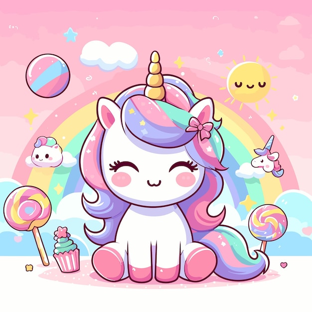 Beautiful unicorn vector with coloful background