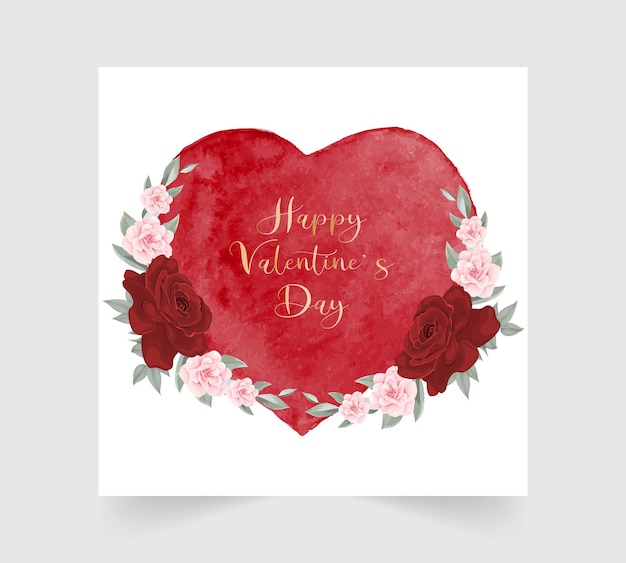 Vector beautiful valentines day invitation with golden frame