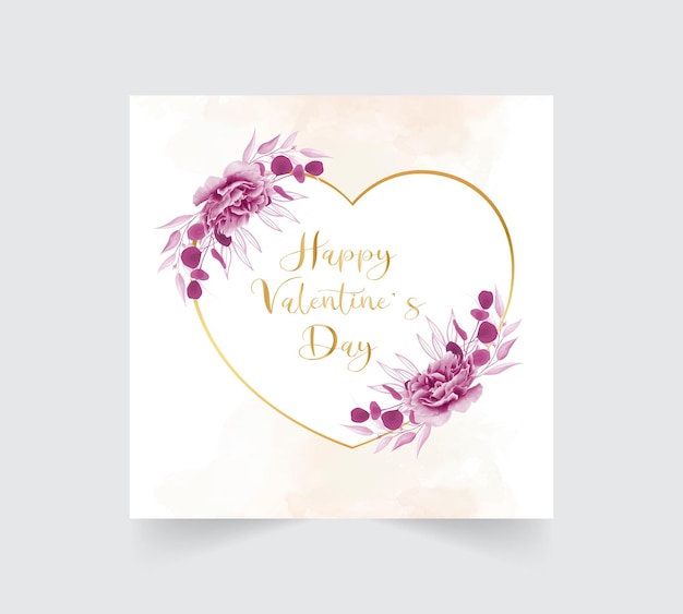Beautiful valentines day invitation with golden frame