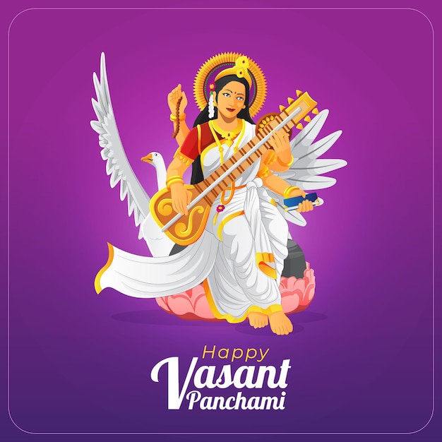 Vector beautiful vasant panchami greeting card