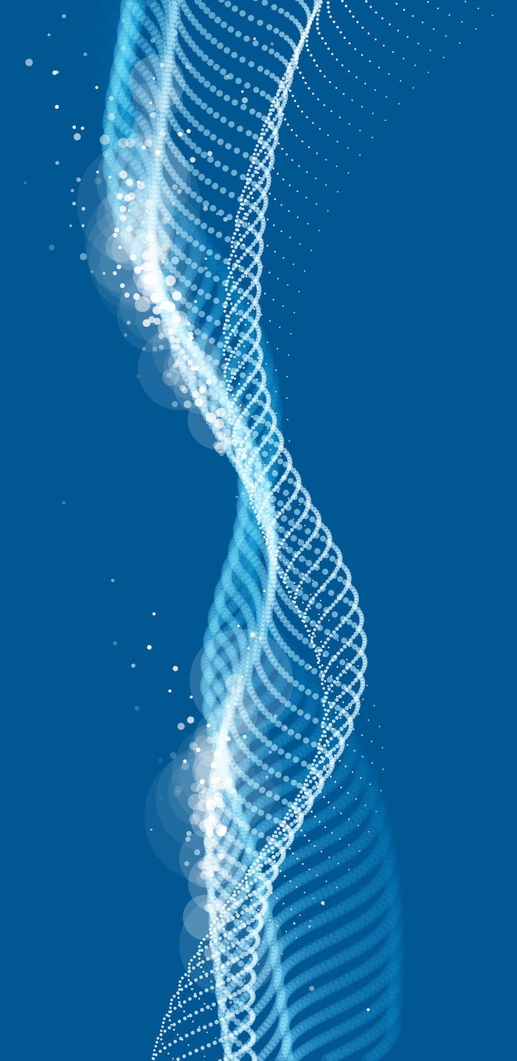 Vector beautiful vector abstract background of flying particles in motion, wavy lines flow big data technology and science theme, 3d dots array flowing in motion, nanotechnology.