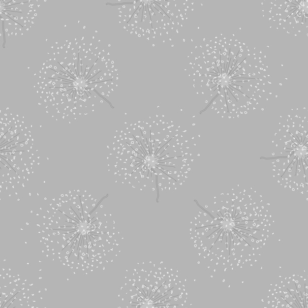 Vector beautiful vector illustration of dandelion doodle draw quirky seamless pattern