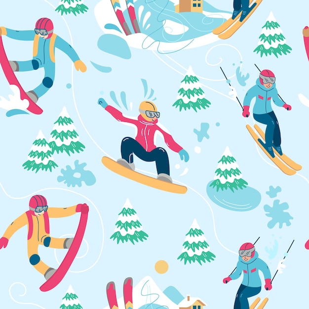 Beautiful vector illustration winter activities Perfect for logotype of ski club christmas sale and etc