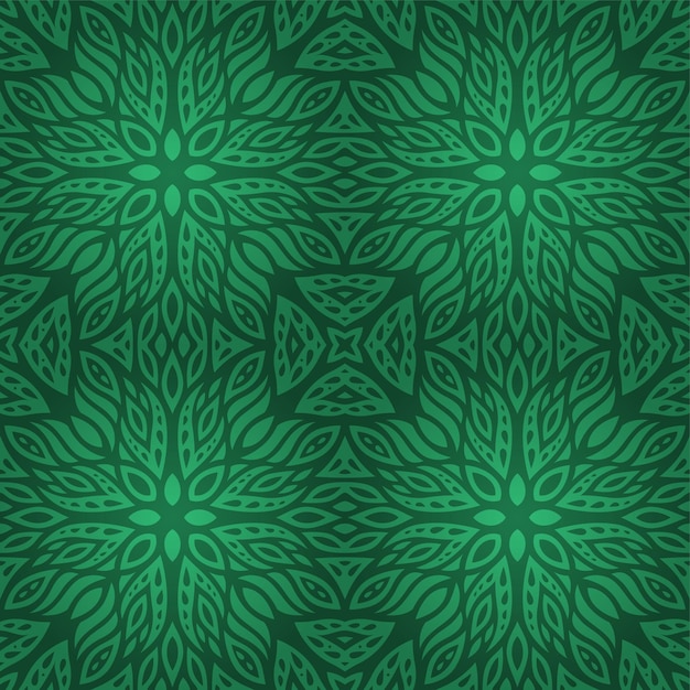 Beautiful vector illustration with abstract colorful green floral seamless pattern