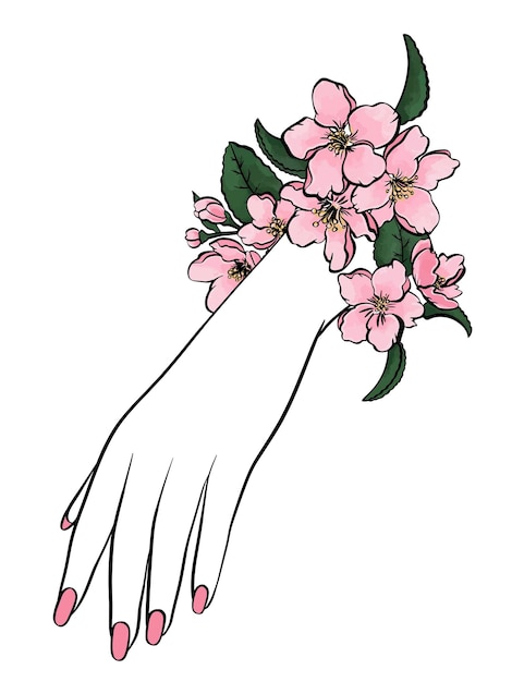 벡터 장식 디자인을 위한 분홍색 매니큐어가 있는 아름다운 벡터 삽화. 배경 손 그리기입니다.