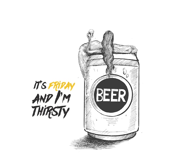 美しいベクター イラスト女性長いビールに敷設ビール グラスの手を保持することができます