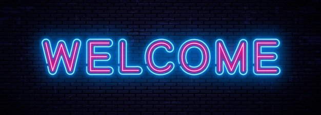 Beautiful vector neon inscription welcome