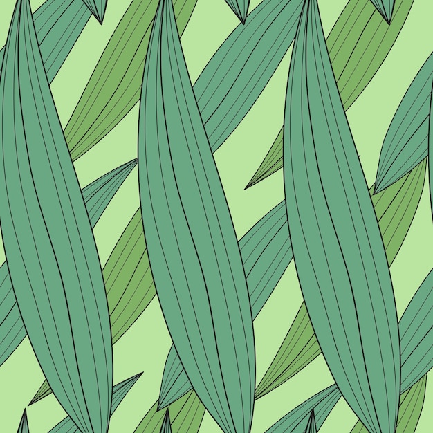 Beautiful vector pattern with green long leaves