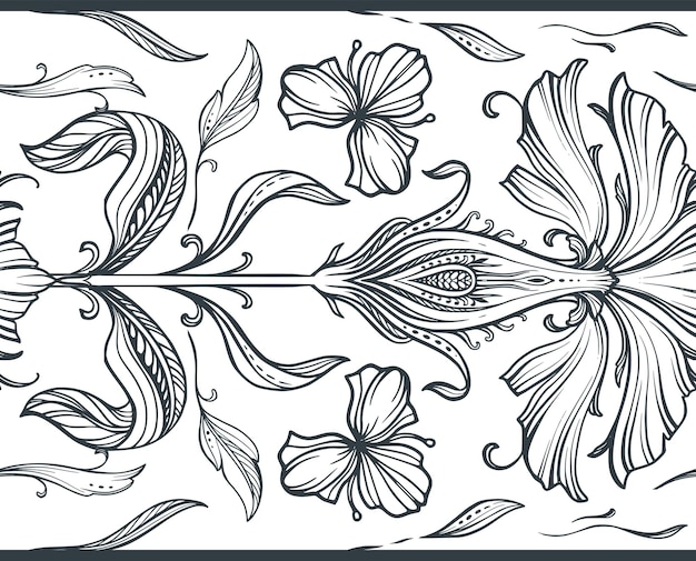 beautiful vector seamless pattern with hand drawn floral elements flowers and leaves