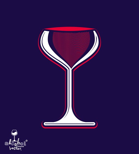 Beautiful vector sophisticated pink wine goblet, stylish alcohol theme illustration. Artistic wineglass, romantic rendezvous idea. Lifestyle graphic design element.