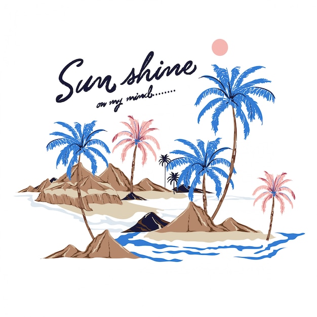 Beautiful vector of summer island for t-shirt