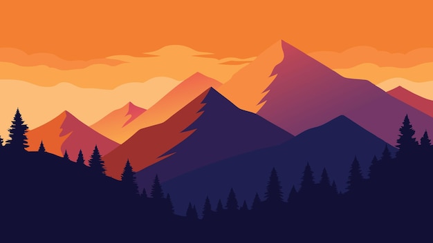 beautiful view of mountains rising above a forest of vibrant trees showcasing natures beauty vector illustration