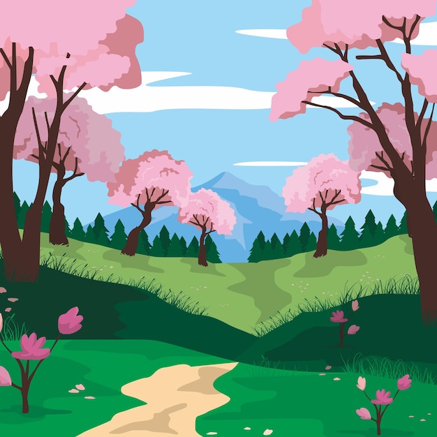 Vector beautiful view of spring season