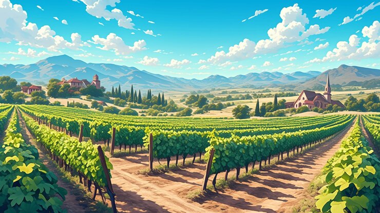 Vector the beautiful vineyards of baja california norte