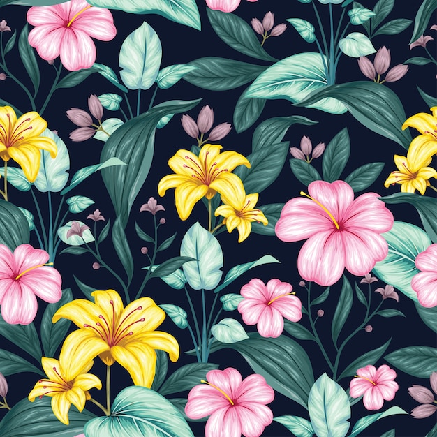 Vector beautiful vintage floral seamless pattern