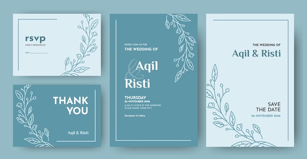beautiful vintage flower line art wedding invitation card