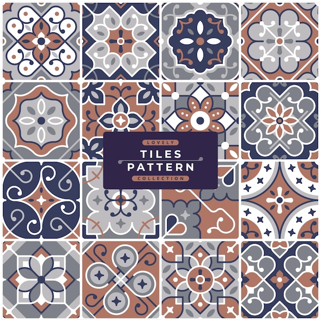 beautiful vintage tile vector design set collection